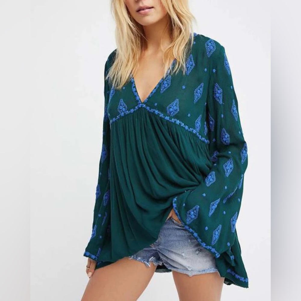 Free People Diamond Embroidered Top